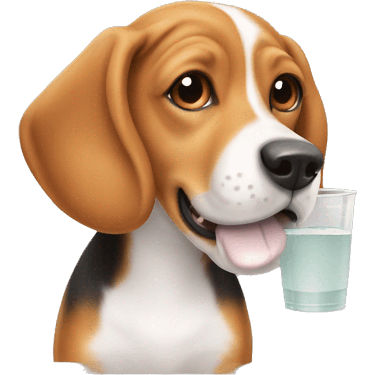 dog beagle drinking boba emoji