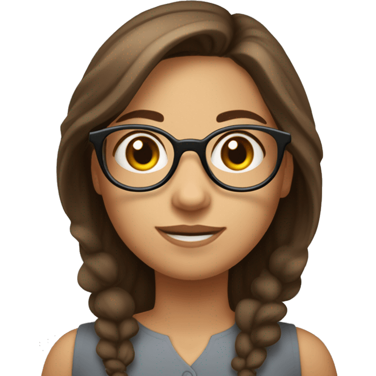 "A cute, round-faced woman with bright skin, large eyes, and a small mouth. She wears glasses and has a  brown hair with shoulder line hair length. She is an 8-year-experienced manager at a senior level. emoji