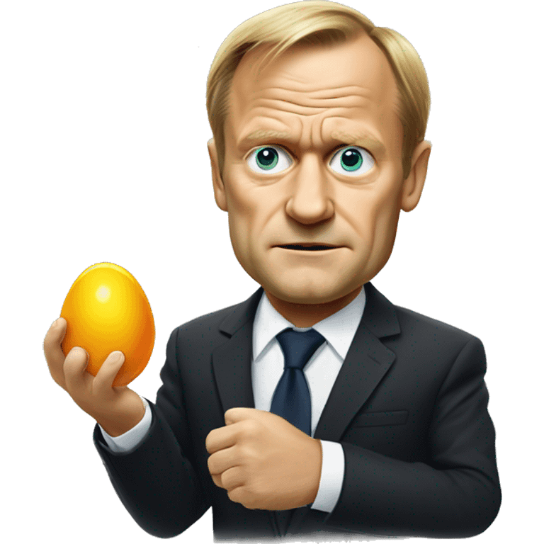 Donald Tusk with an egg in hand emoji