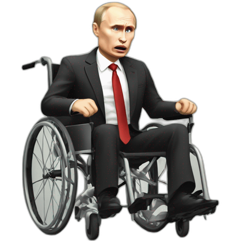 furious angry vladimir putin monke rides golden broken wheelchair emoji