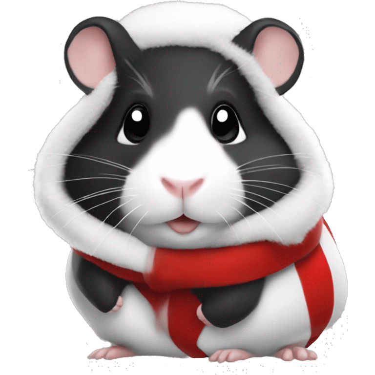 Black and white Hamster wearing santa suit emoji