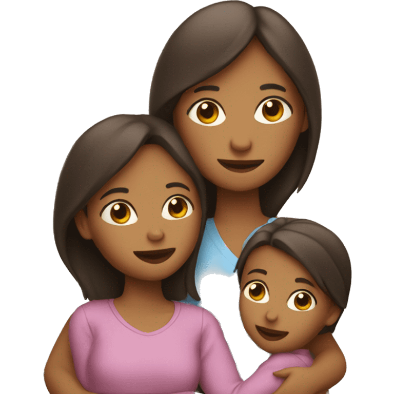 Mom with two daughters in her arms emoji