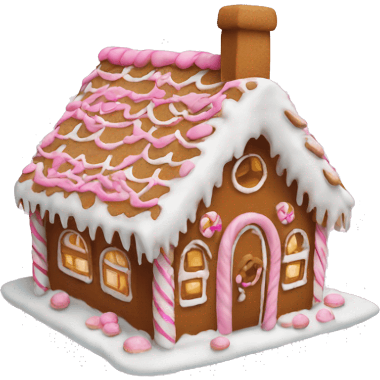 Gingerbread house with a pink bow  emoji