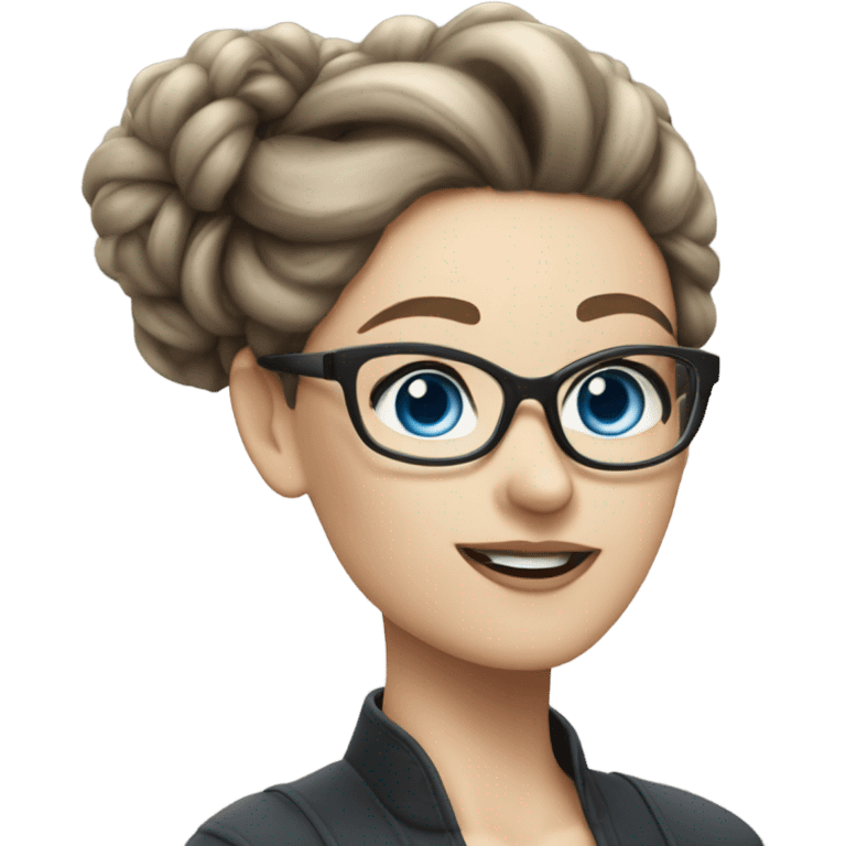 dark Balayage updo pale model lady with glasses and blue eyes  emoji