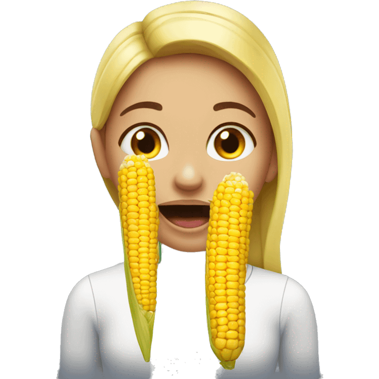 girl with corn in mouth emoji