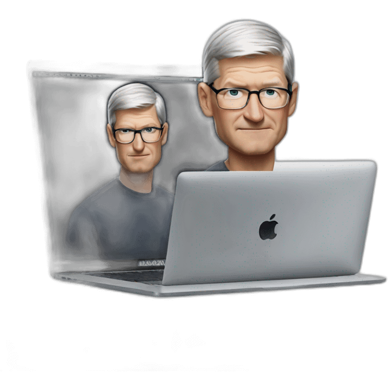 tim cook with a macbook pro emoji