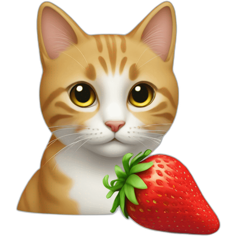 Un chat sur une fraise emoji