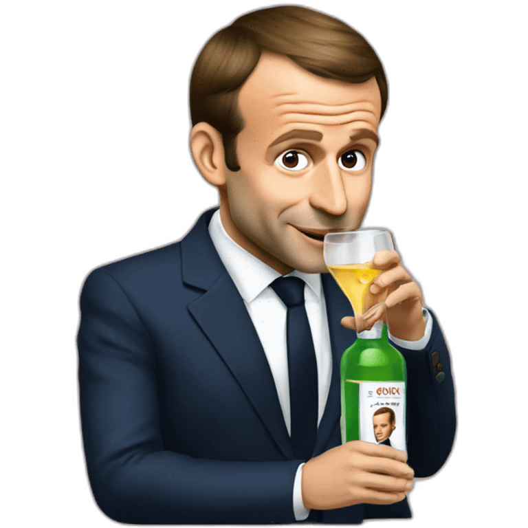 emmanuel macron drinking vodka emoji