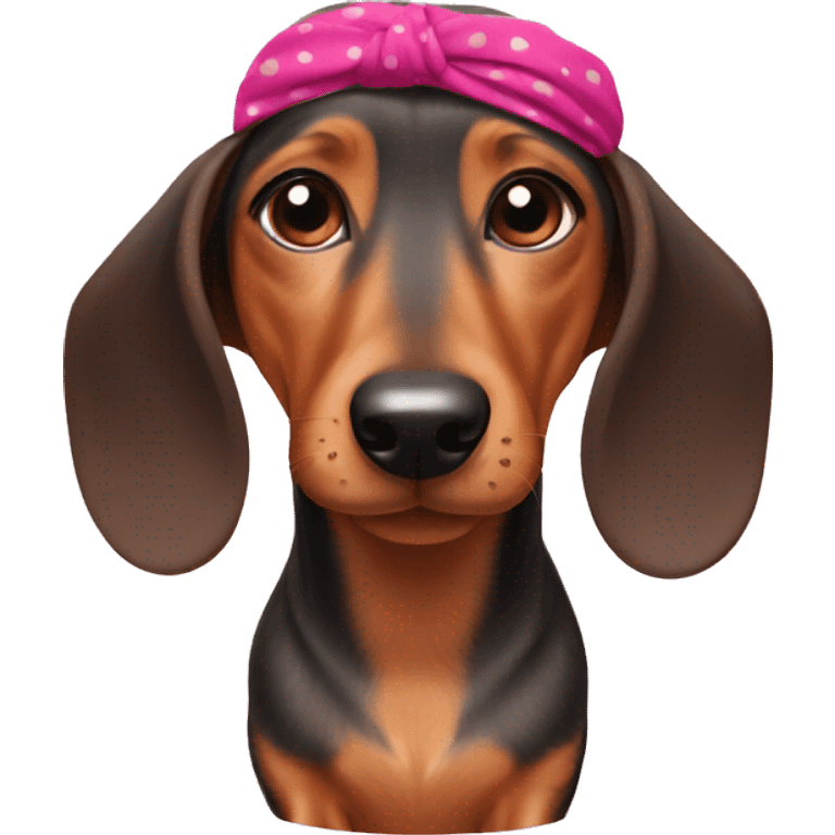 Dachshund wearing headband emoji