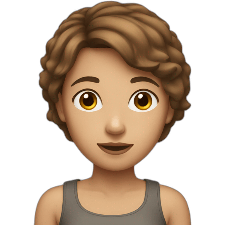 a brown-haired girl with a short haircut thought about it emoji