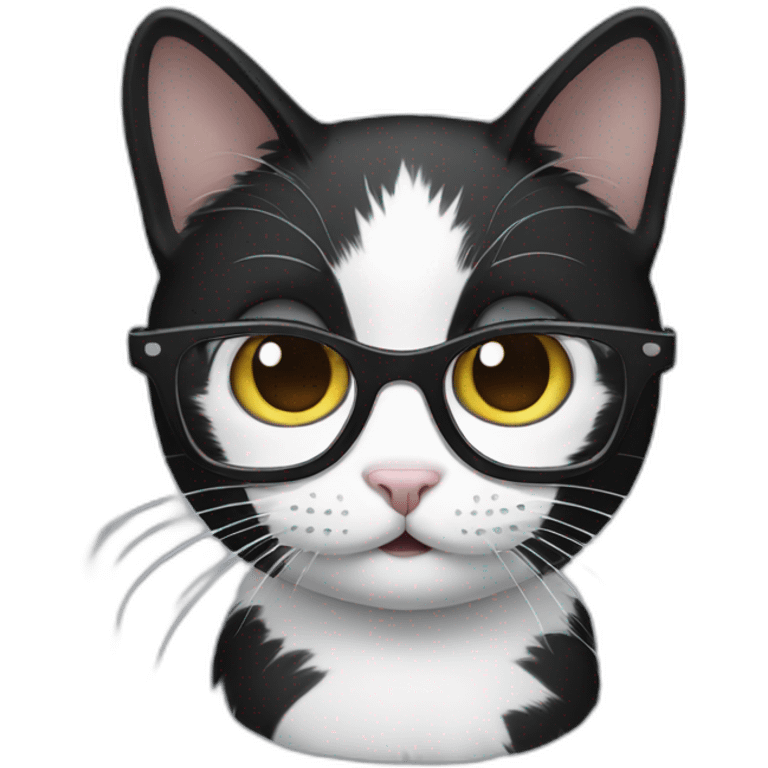 Black and white Cat with glasses emoji