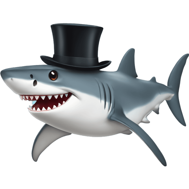 Shark with a top hat emoji