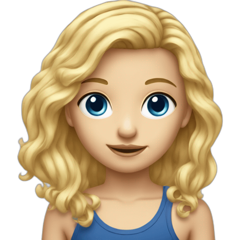 Enfant cheveux blond yeux bleu basketteur emoji