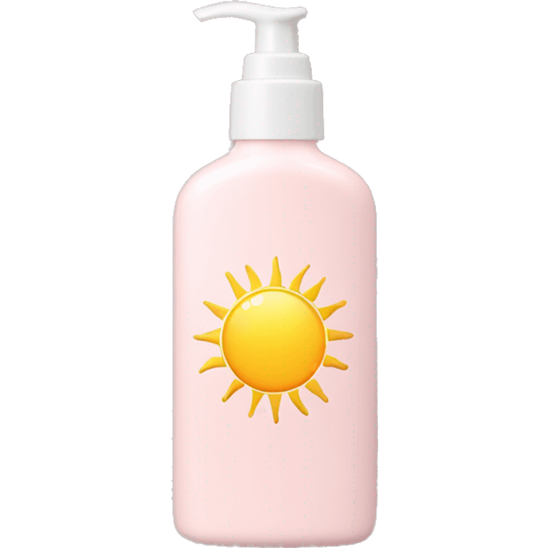 Pale pink lotion bottle with pale yellow sun on label emoji