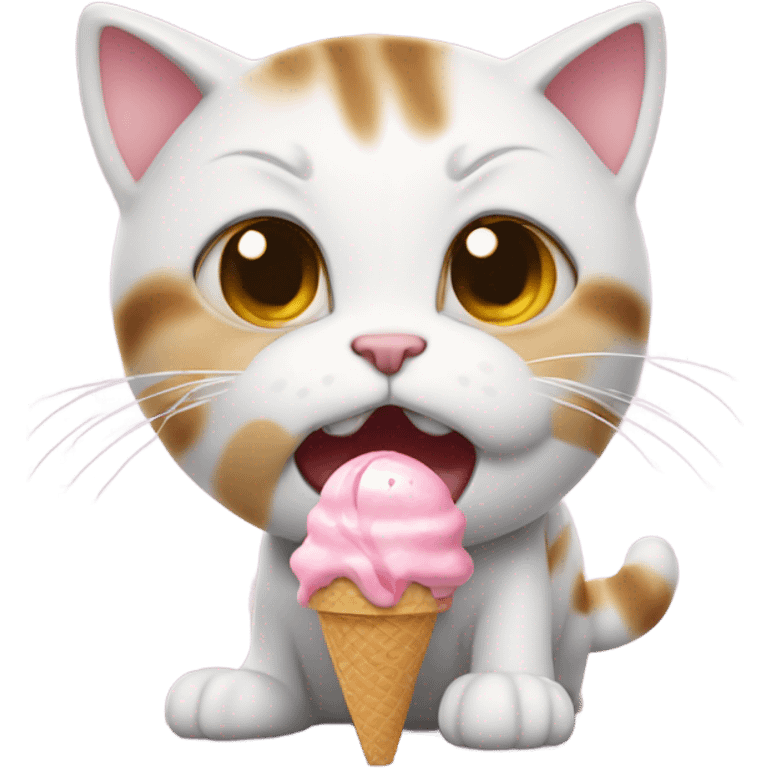 Kitty cat crying with ice cream emoji