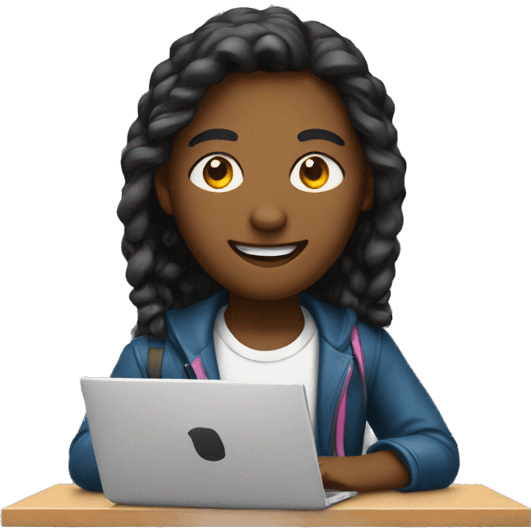 A student with laptop on desk emoji