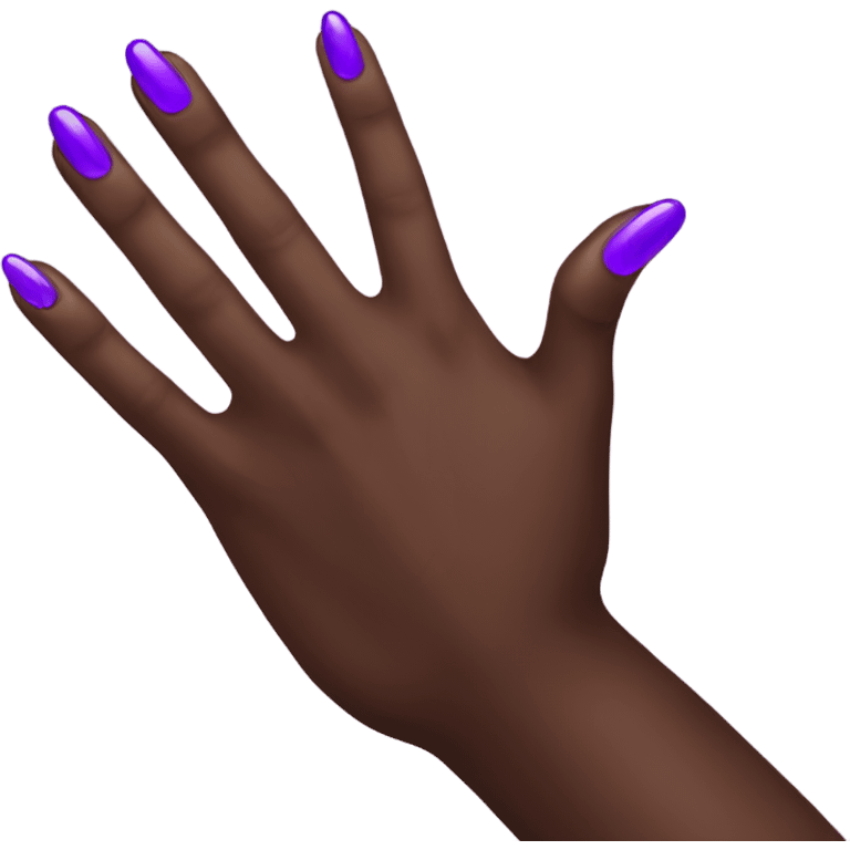 Purple fingernails on dark brown hands  emoji