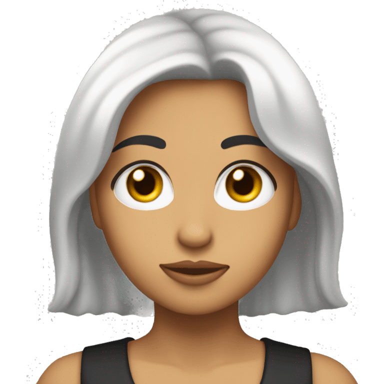 Chica blanca con pelo negro y largo con anteojos emoji