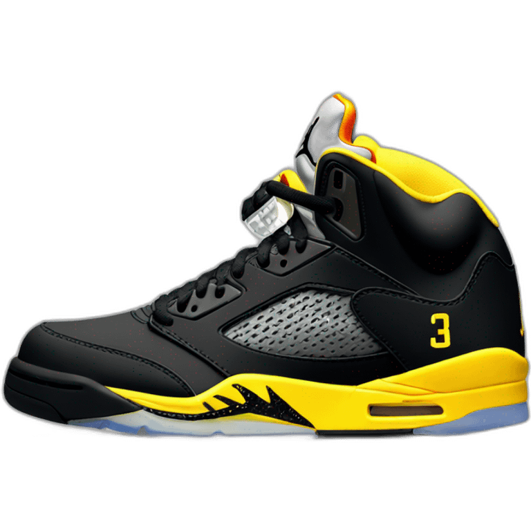 Nike Jordan 5 black and yellow emoji