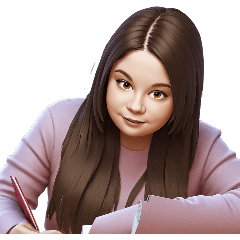 smiling girl with a book emoji