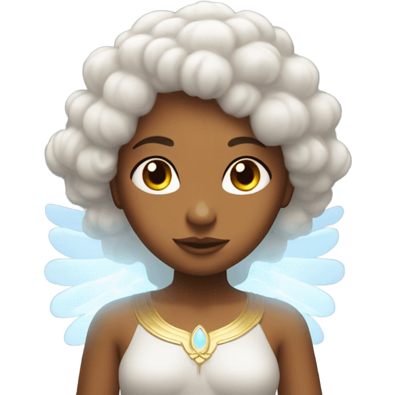 Peruvian female with angel wings, and a halo emoji