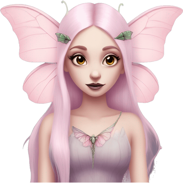 pale pink pretty luna moth goth princess fairy emoji