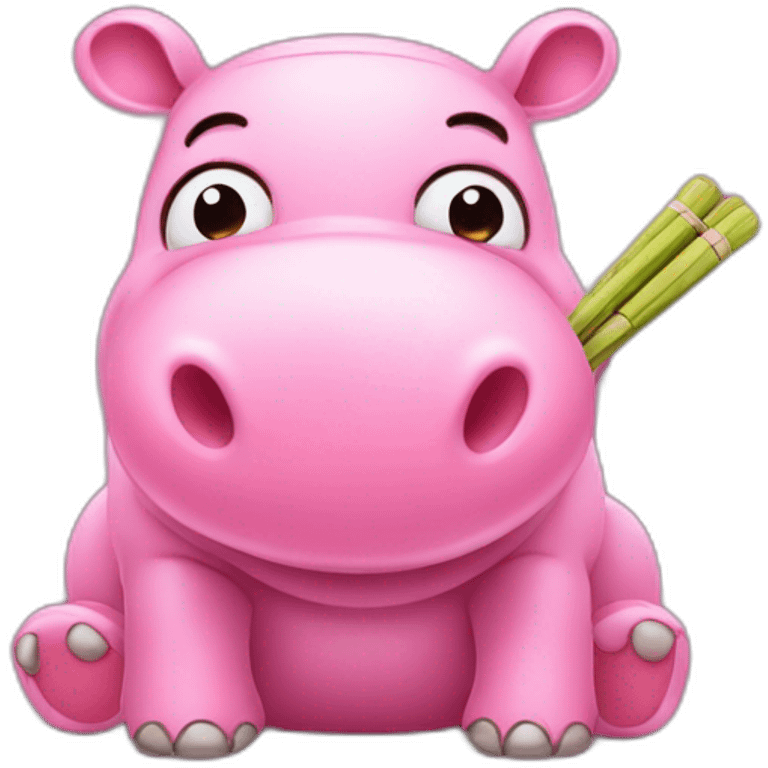 cute pink hippo with cricket wickets emoji