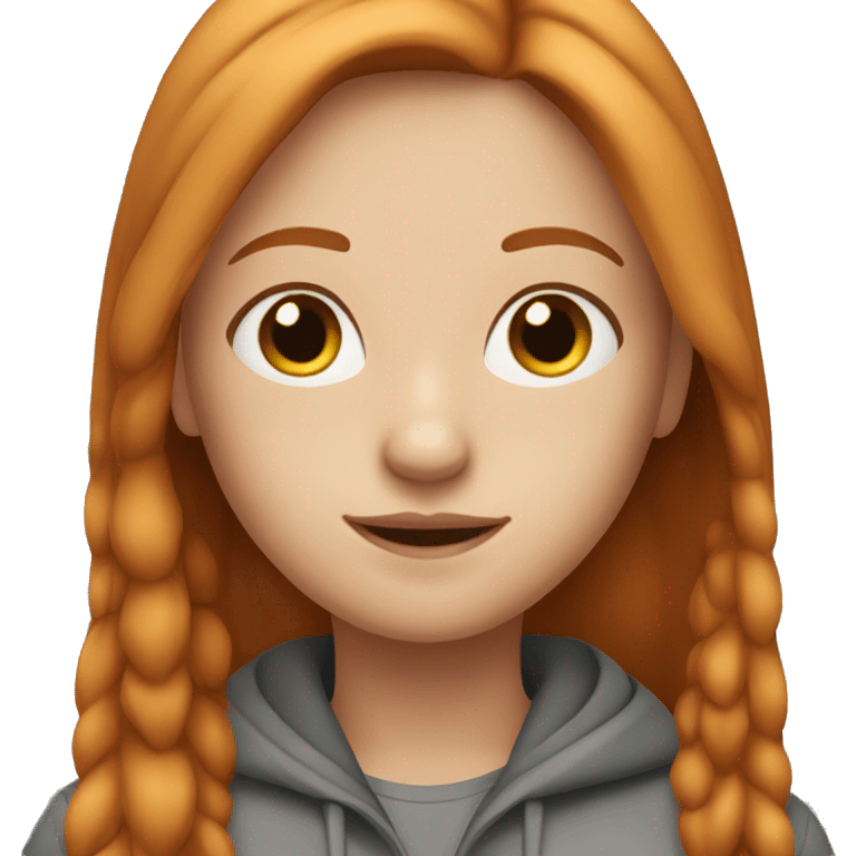 Beautiful girl with straight ginger hair with middle parting emoji