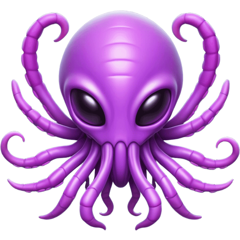 Clash of Clans aesthetic: Cinematic Playful Zerg Alien Emoji, rendered in a 3D vector-style similar to standard emojis with minimal shading and bold, simplified shapes. A compact, isometric, otherworldly creature with insectoid, organic details and subtle, eerie tentacles, softly glowing with a sinister alien charm. Simplified yet unmistakably iconic, highly detailed and consistent, glowing with a soft, spectral radiance and high shine. Stylized with a touch of bio-engineered mischief and a soft glowing outline, capturing the essence of a fearsome extraterrestrial menace with a playful twist! emoji