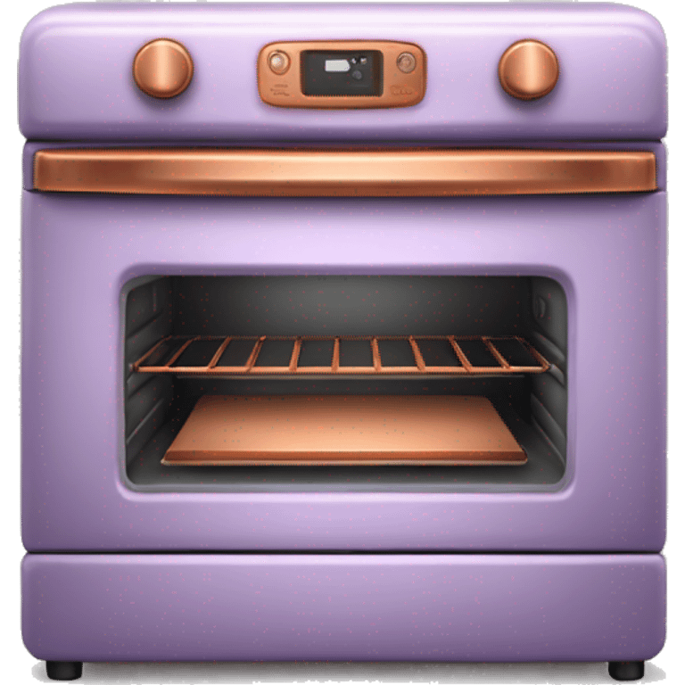 Realistic pastel purple and metallic copper vintage oven. emoji