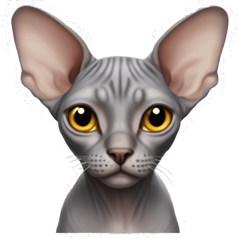 Sphynx cat gray with big ears  emoji