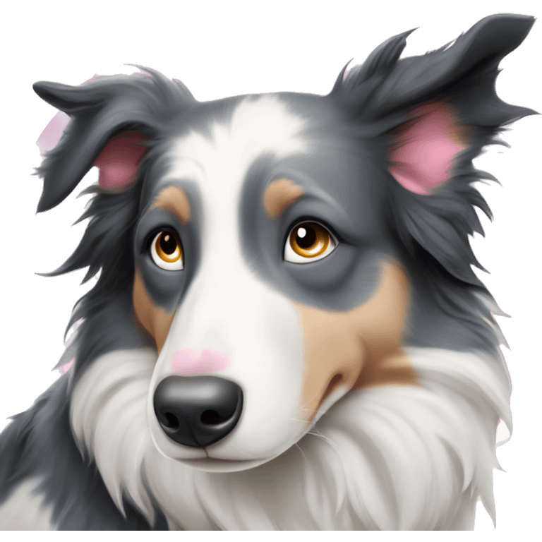 border collie blue merle sleeping with blue eyes pink nose emoji