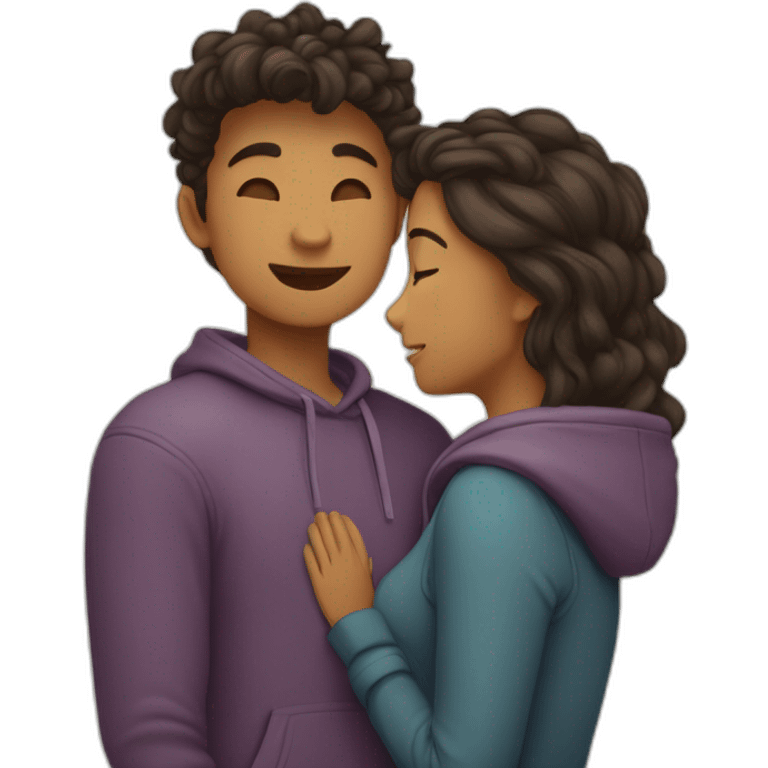 Deux adolescents amoureux qui s'embrassent emoji