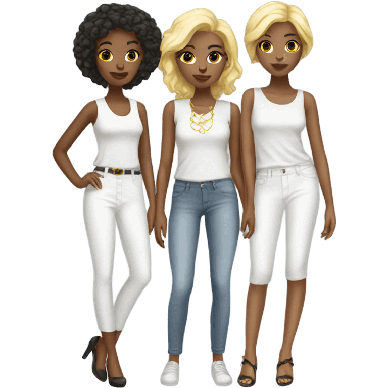 white Fashionable Girls Trio emoji