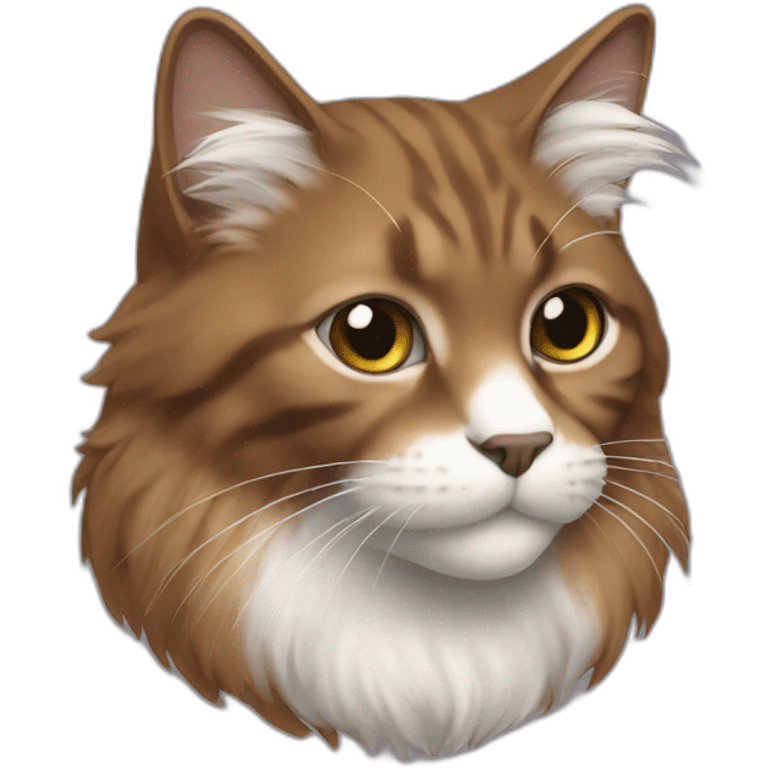 brown, fluffy cat with a white muzzle emoji