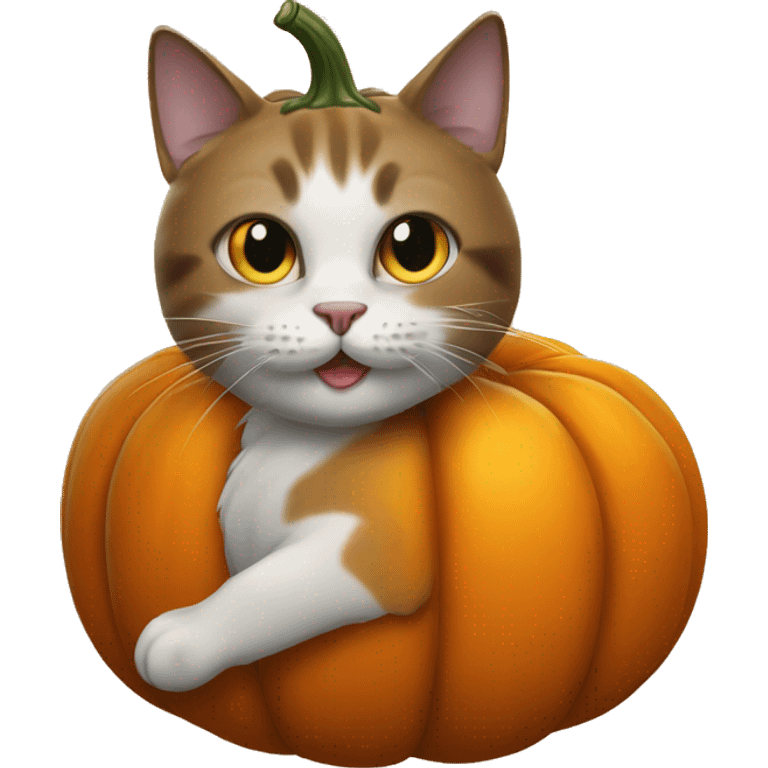 Cat in a pumpkin emoji