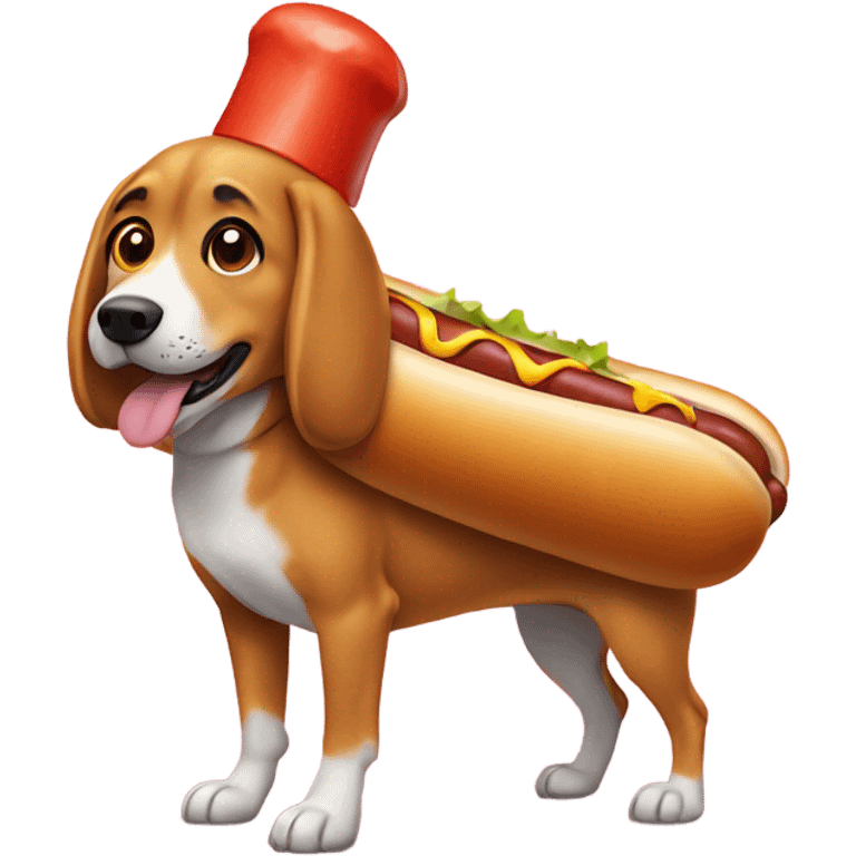 Dog wearing a hot dog costume emoji