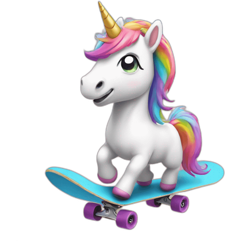 cute Unicorn riding a skateboard emoji