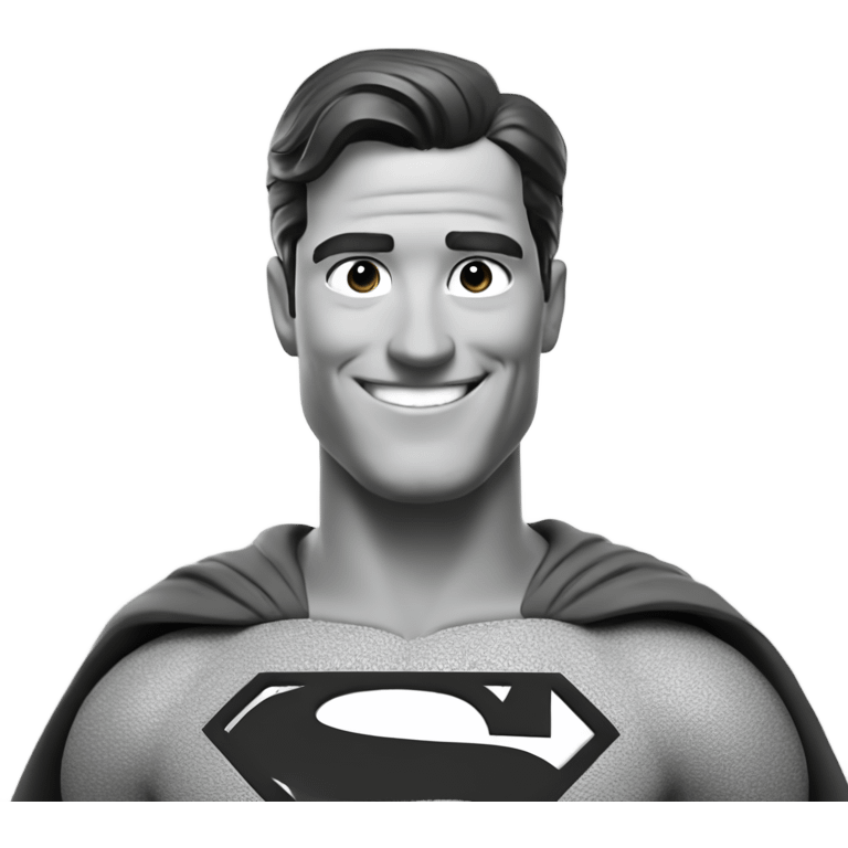 smiling Superman in greyscale portrait emoji