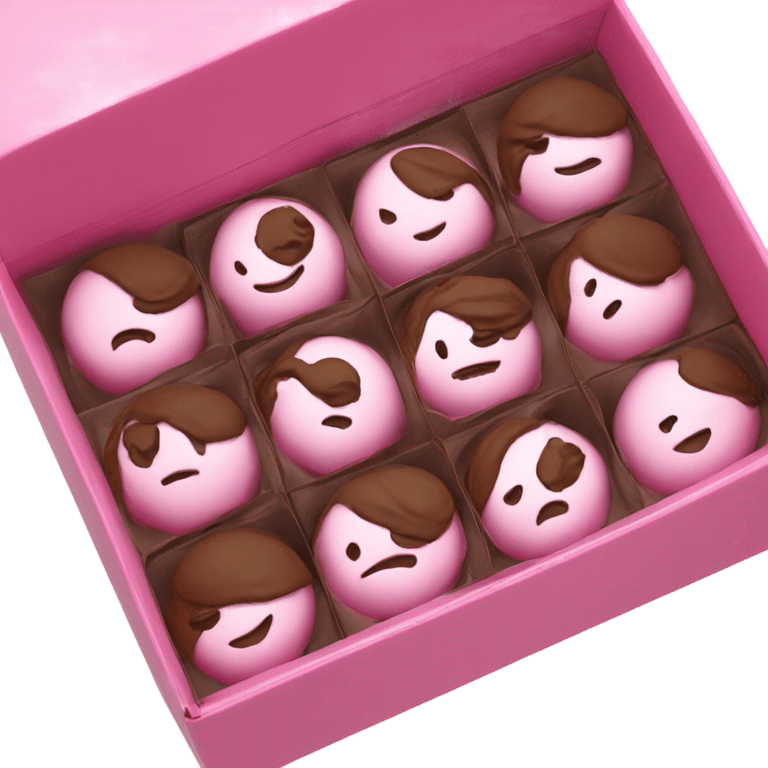 4 chocolate truffles in a pastel pink box emoji