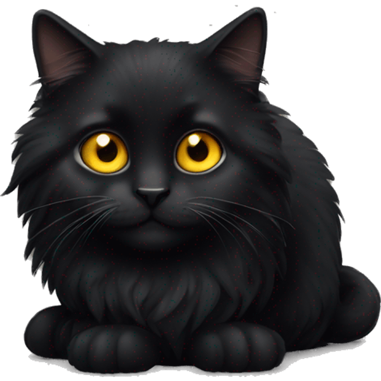 Black fluffy cat with yellow eyes emoji