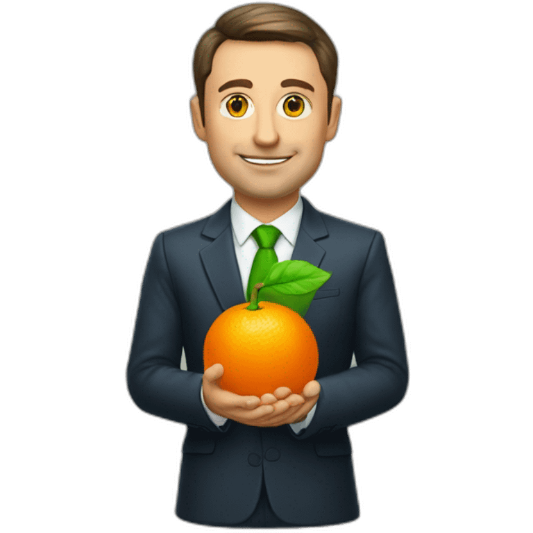 Zelensky with an orange in his hands emoji