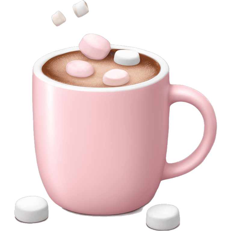 Light Pink mug of hot chocolate with marshmallows  emoji