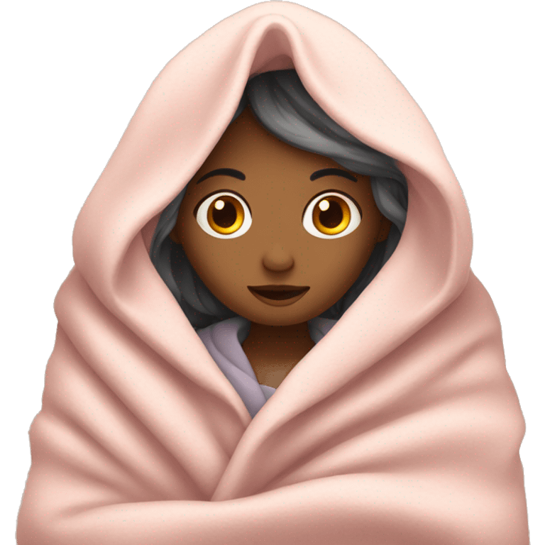 Cozy girl under blanket emoji