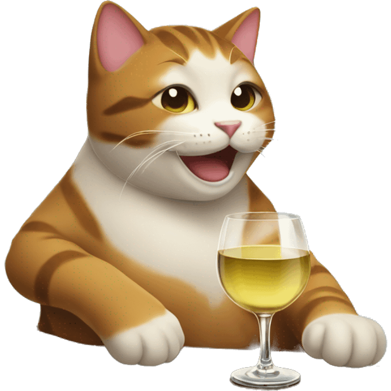 happy cat drinking wine by a lake  emoji