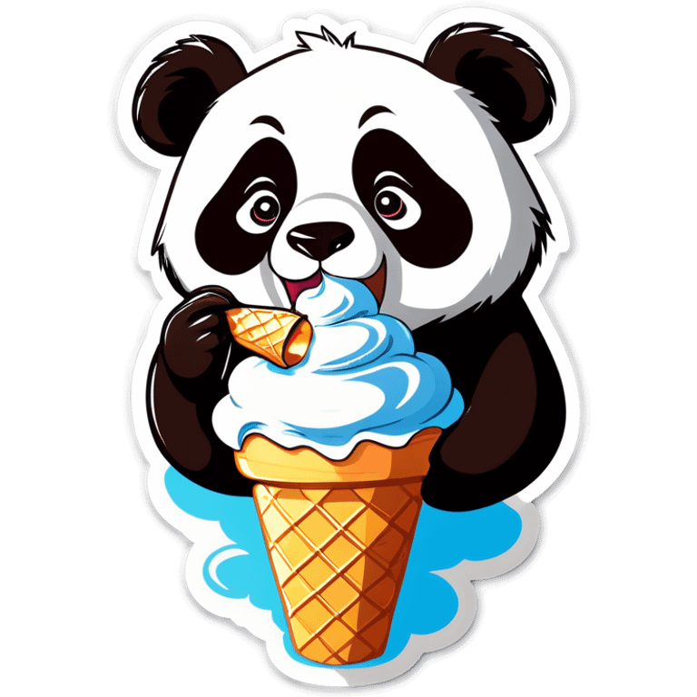 Panda eating ice cream emoji