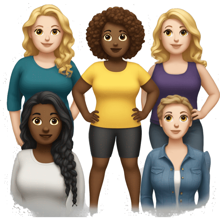 five white women plus size emoji