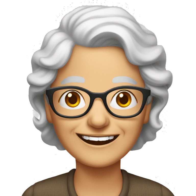 happy elderly woman in glasses emoji