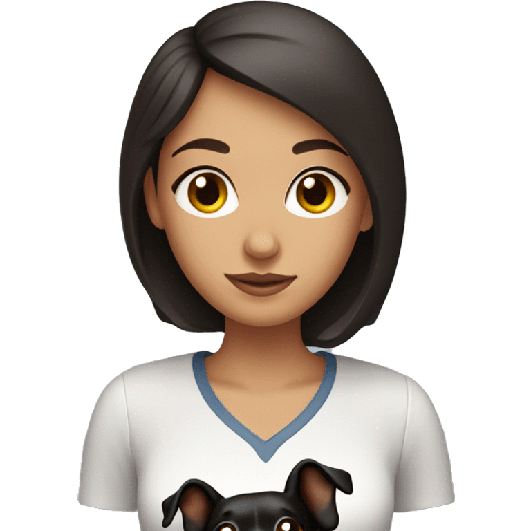 Brunette girl with black sausage dog emoji