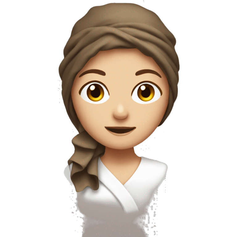 Brown haired girl with a hair towel and steam around her emoji